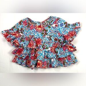 PASTOURELLE BY‎ PIPPA & JULIE Girls Ruffle Tiered Top 5 Boho Floral Festival